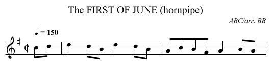 FIRST OF JUNE (hornpipe), The - staff notation
