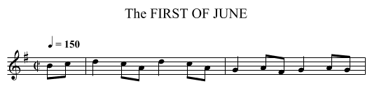 FIRST OF JUNE, The - staff notation