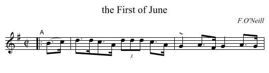 First of June, the  - staff notation