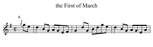 First of March, the  - staff notation