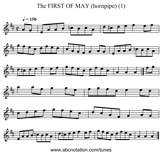 FIRST OF MAY (hornpipe) (1), The - staff notation