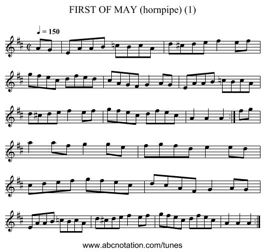 FIRST OF MAY (hornpipe) (1) - staff notation