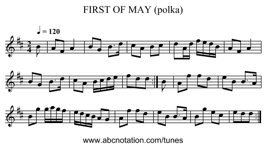 FIRST OF MAY (polka) - staff notation