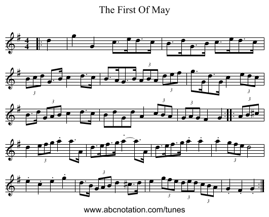 First Of May, The - staff notation
