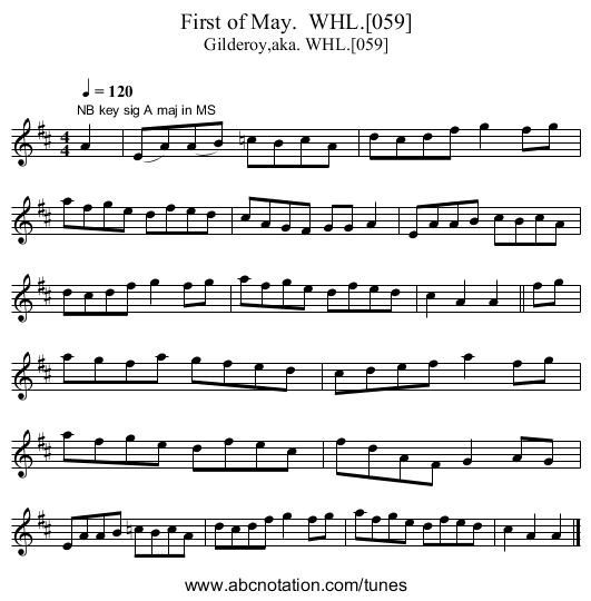 First of May.  WHL.[059] - staff notation