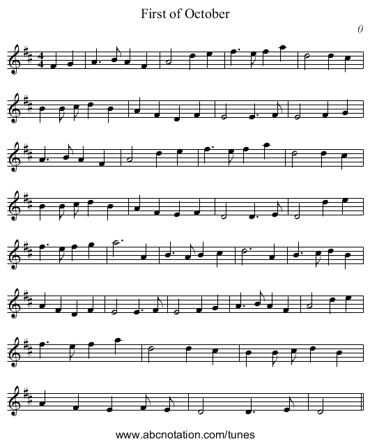 First of October - staff notation
