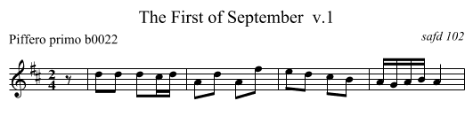 First of September  v.1, The  - staff notation
