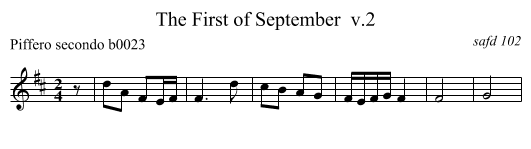 First of September  v.2, The  - staff notation