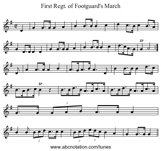 First Regt. of Footguard's March - staff notation