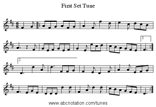 First Set Tune - staff notation