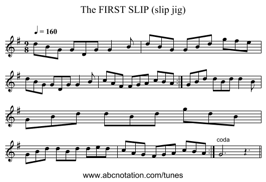 FIRST SLIP (slip jig), The - staff notation