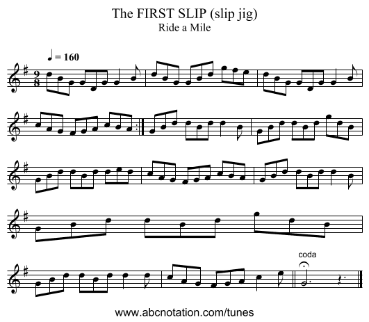 FIRST SLIP (slip jig), The - staff notation
