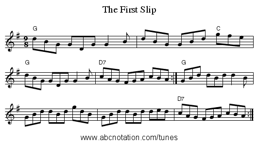 First Slip, The - staff notation