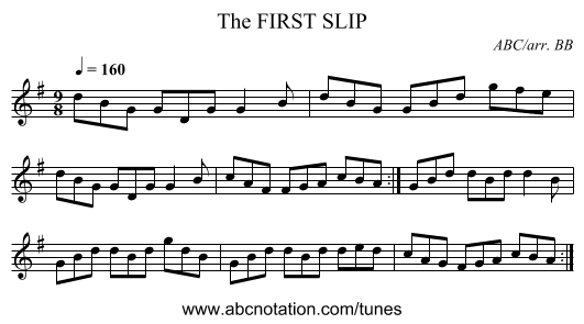 FIRST SLIP, The - staff notation