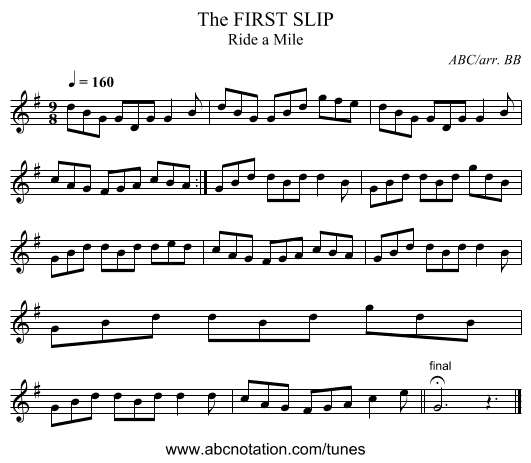 FIRST SLIP, The - staff notation