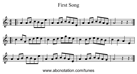 First Song - staff notation