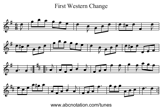 First Western Change - staff notation