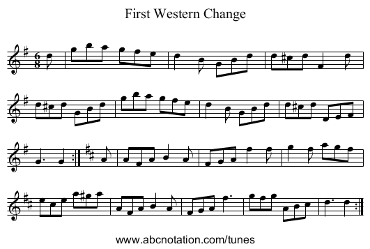 First Western Change - staff notation