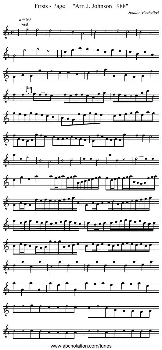 Firsts - Page 1  Arr. J. Johnson 1988 - staff notation