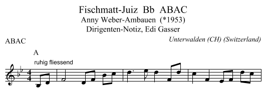 Fischmatt-Juiz  Bb  ABAC - staff notation