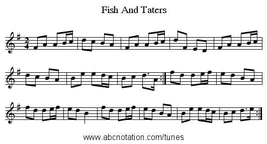 Fish And Taters - staff notation