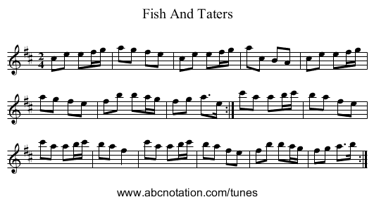 Fish And Taters - staff notation
