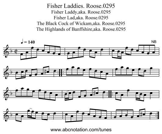 Fisher Laddies. Roose.0295 - staff notation