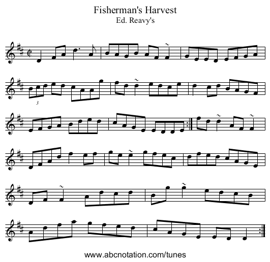 Fisherman's Harvest - staff notation