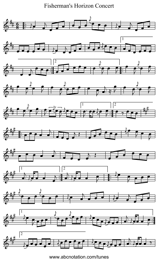 Fisherman's Horizon Concert - staff notation