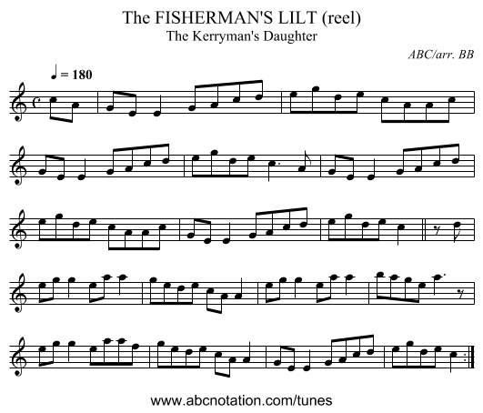 FISHERMAN'S LILT (reel), The - staff notation
