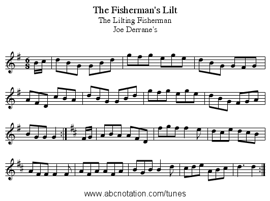 Fisherman's Lilt, The - staff notation