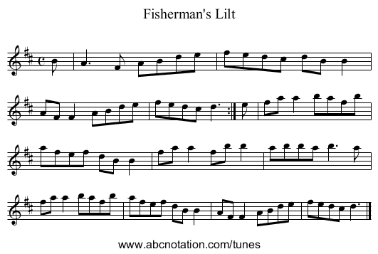 Fisherman's Lilt - staff notation