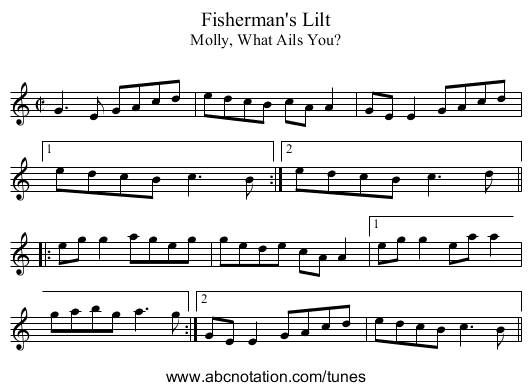 Fisherman's Lilt - staff notation