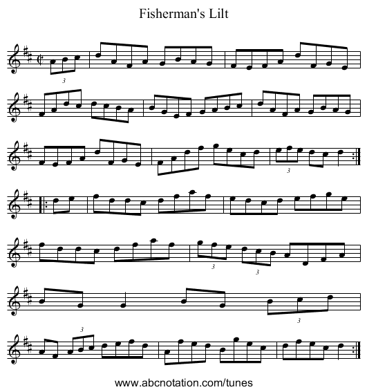 Fisherman's Lilt - staff notation