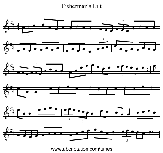 Fisherman's Lilt - staff notation