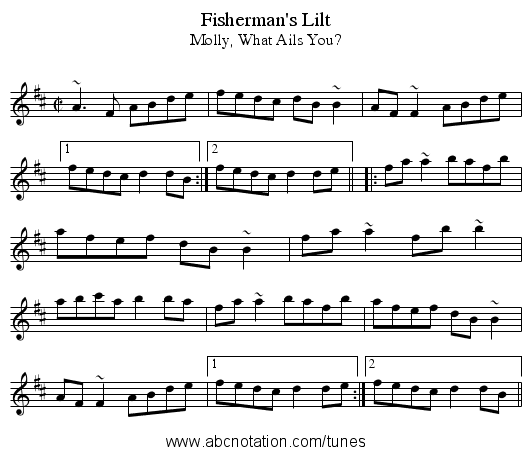 Fisherman's Lilt - staff notation