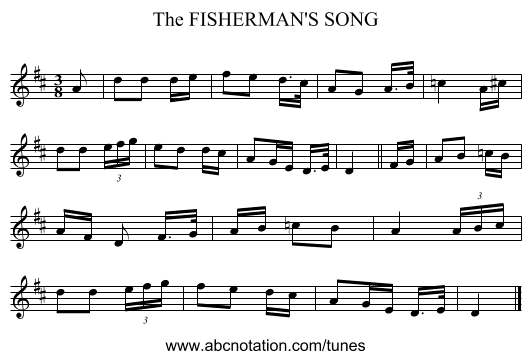 FISHERMAN'S SONG, The - staff notation
