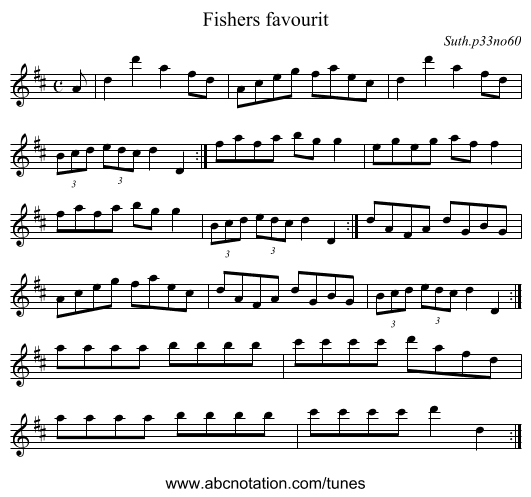 Fishers favourit - staff notation