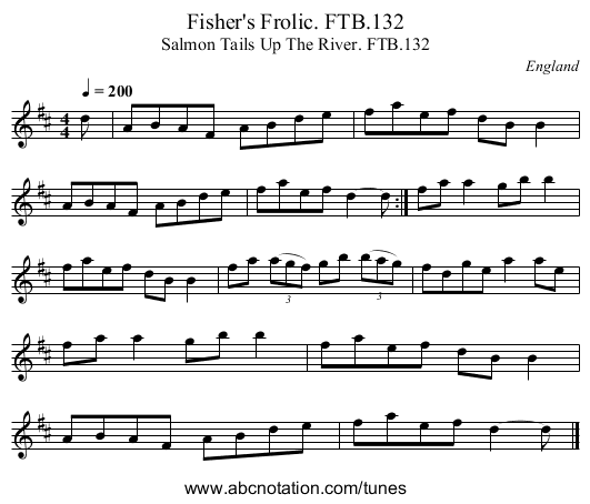 Fisher's Frolic. FTB.132 - staff notation