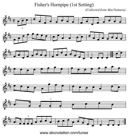 Fisher's Hornpipe (1st Setting) - staff notation