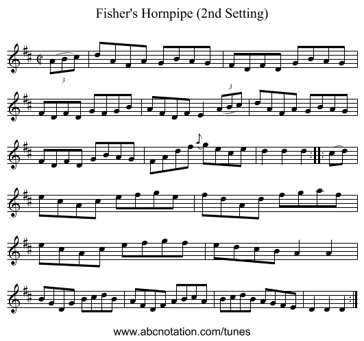 Fisher's Hornpipe (2nd Setting) - staff notation