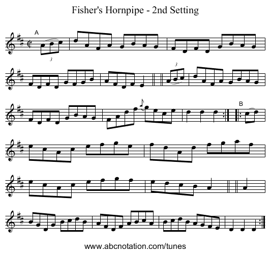 Fisher's Hornpipe - 2nd Setting - staff notation