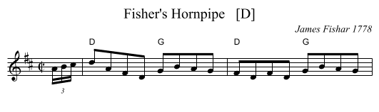 Fisher's Hornpipe   [D] - staff notation
