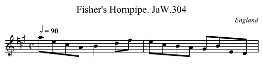 Fisher's Hornpipe. JaW.304 - staff notation