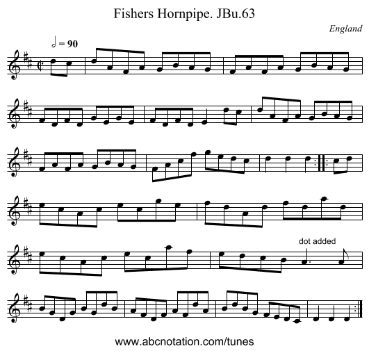 Fishers Hornpipe. JBu.63 - staff notation