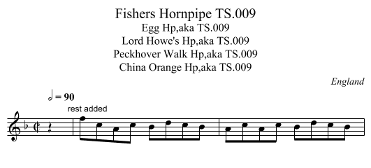 Fishers Hornpipe TS.009 - staff notation