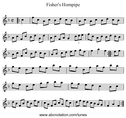 Fisher's Hornpipe - staff notation