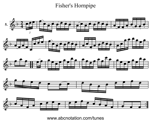Fisher's Hornpipe - staff notation