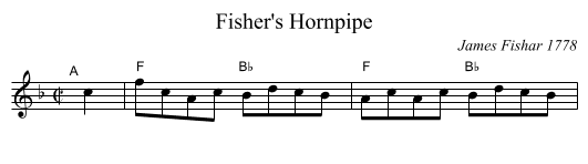 Fisher's Hornpipe - staff notation