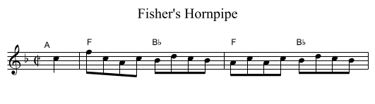 Fisher's Hornpipe - staff notation